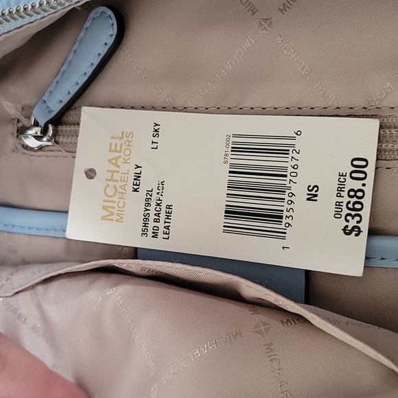 Michael Kors Kenly Lt. Sky blue medium leather backpack - Picture 14 of 16